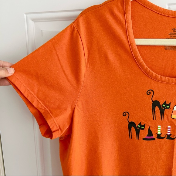 Unbranded Orange SS Halloween Nightgown Black Cats Candy Witch Size L/XL 14-16 - Picture 4 of 6